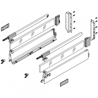 antaro Frontauszug Reling C NL 550 mm Glas sat., hellgrau TBX antaro Set Rel. C Optiw. Sat. - 550/196 mm, R906