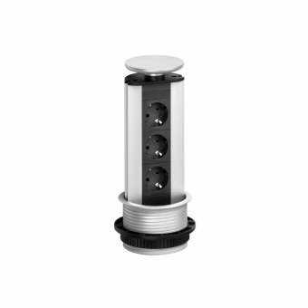 Evoline Port Alu-Steckdosenleiste, Deckel silber 3-fach Evoline Port silber lackiert