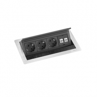 Evoline FlipTop Push Data M mit 3 Steckdosen + 2 Moduladapter 3-fach + 2 x RJ45 Evoline Fliptop Push Data M