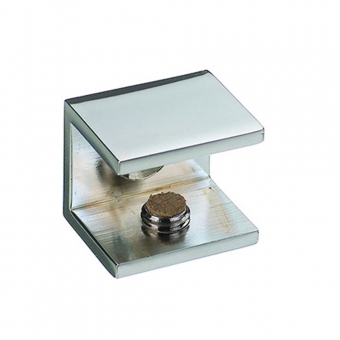 Glasbodenträger für 15 mm Glasstärke verchromt poliert Klemmträger H 22 / 15 mm Glas, chrom pol.