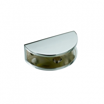 Glastablar Träger für Glasstärke 8-10 mm verchromt poliert Gl.Klemme halbrund 50/16 mm chr. pol.