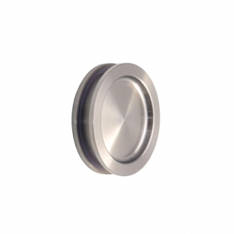 Glastür Muschelgriff, Edelstahl matt, Ø 80 mm, Glasstärke 10 mm, Höhe 4 mm