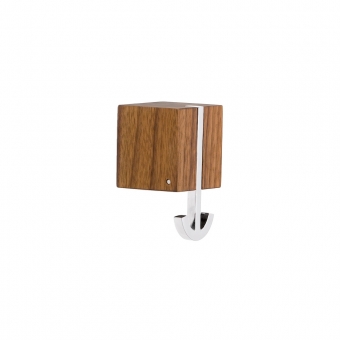Kleiderhaken Holz Nussbaum geölt / Edelst. verchromt poliert Ancora Buche Nussb. geölt - 63x100 mm