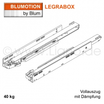 750.2701B Legrabox Korpusschiene mit Blumotion 40 kg LBX Schienen + Dämpfung - 40 kg / NL 270 mm