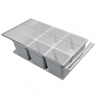 Abfallbehälter Set, KB 900 / NL 500 / H 220 mm 16er Seiten Trennsystem 900 / 500 - 16er - 3 x 5,5 + 3 x 12 L