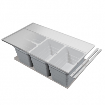 Mülleimerset, KB 900 / NL 400 / H 220 mm 19er Seiten Abfalltrennsystem 900 / 400 - 19er - 2 x 5,5 + 2 x 12 L