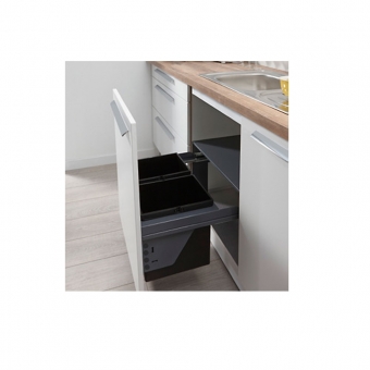 Pullboy Soft Comfort für KB 600 mm 2-fach, inkl. Deckelauszugsystem Wesco PB Soft Comf. 2 - mit Einzug + Dämpfung 60er, 34 L