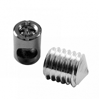 PV Gehäuse Ø 10 + Gewindestift nickel für Holzdicke 19/23 mm 