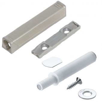 TIP-ON 956.1004 Set für Tür kurz + Platte, weiß / nickel Tip On Tür 10x50 + Adapterpl. 20/17, SW/NI-L