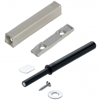 TIP-ON 956A1201 Set für Tür lang + Platte, schwarz / nickel Tip On Tür 10x76 + Adapterpl. 20/32, TS/NI-L