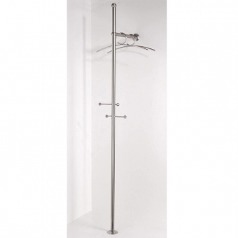 Wandgarderobe mit Edelstahl-Kugel, 2 Querstangen KU - H 1913 x B 428 mm 