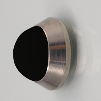 Edelstahl Tür Minidämpfer gebürstet / Gummi schwarz Wandpuffer Edelst. matt/schw. Ø 20x10 mm inkl. Klebepad + Schraube/Dübel