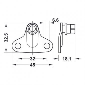 Befestigungswinkel KA 37 mm für Klappenbeschlag am Korpus Maxi up 3675, Kantenabstand 37 mm