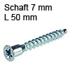 Senkkopf mit Kreutzschlitz, Schaft Ø 7 x L 50 mm Schraube Confirmat PZ verz. 7 x 50 mm