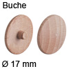 Abdeckkappe aus Echtholz, für Verbindungsgehäuse Minifix Buche, gedämpft - ø 17 mm, Minifix 12 & 15