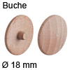Abdeckkappe aus Echtholz, für Verbindungsgehäuse Minifix Buche, gedämpft - ø 18 mm, Minifix 15
