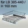Drahtkorb mit gedämpftem Vollauszug LB 385-440mm H160mm Ausziehkorb chrom inkl. Vollausz. + Silent System, 380x500x160