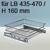 Drahtkorb mit gedämpftem Vollauszug LB 435-470mm H160mm Ausziehkorb chrom inkl. Vollausz. + Silent System, 430x500x160