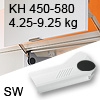 Hochliftklappe AVENTOS HL, KH 450-580 mm / 4,25-9,25 kg - weiß Aventos HL Set - 450-580/4,25-9,25 kg - Kappen - SW