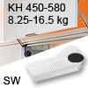 Hochliftklappe AVENTOS HL, KH 450-580 mm / 8,25-16,5 kg - weiß Aventos HL Set - 450-580/8,25-16,5 kg - Kappen - SW