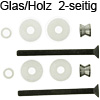 Kit 2 für Stossgriffe Ø 25 mm Bausatz Glas/Holz beidseitig Befestigungskit Glas/Holz 2-seitig, Ø 25