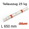 Standard Teilauszug 650 mm - 25 kg Rollenführung Teilauszug 650 mm