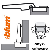 CLIP top 0-Einsprungscharnier 155° Eckanschlag, onyxschwarz