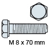 Sechskantschraube Stahl, verzinkt - M 8 x 70 mm DIN 933 Schraube o. Schaft M 8/70