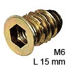 Eindrehmuffe gelb chromatiert für M6 L 15 mm Ø 8 mm Eindrehmuffe g. chrom. M6 L 15 Ø 8