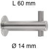 Edelstahl-Haken Länge 60 mm Kleiderhaken Ø 14 / L 60 mm