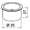 Edelstahl-Kabeldurchlass offen - ø 25 mm - H 27 mm Edelstahl-Kabeldurchlass offen - Bohr ø 25 mm - H 27 mm