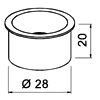 Edelstahl-Kabeldurchlass offen - ø 28 mm - H 20 mm Edelstahl-Kabeldurchlass offen - Bohr ø 28 mm - H 20 mm