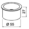 Edelstahl-Kabeldurchlass offen - ø 55 mm - H 27 mm Edelstahl-Kabeldurchlass offen - Bohr ø 55 mm - H 27 mm