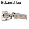 Edelstahlscharnier 100°, Eckanschlag Topscharnier Edelst. pol., Eckanschl. - schraubbar mit Feder