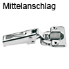 Edelstahlscharnier 100°, Zwillingsanschlag Topscharnier Edelst. pol., Mittelanschl. - schraubbar mit Feder