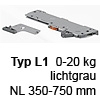 T60L7340 TIP-ON BLUMOTION Einheit, Typ L1 Set TipOn Blumotion / L1 / NL 350-650 mm / 0-20 kg