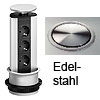 Evoline Port Alu-Steckdosenleiste, Deckel Edelstahl 3-fach Evoline Port edelstahl