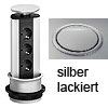 Evoline Port Alu-Steckdosenleiste, Deckel silber 3-fach Evoline Port silber lackiert