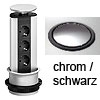 Evoline Port Alu-Steckdosenleiste, verchromt 3-fach Evoline Port chrom / schw.