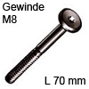 Flachkopfschraube M8x 70 mm, ISK5 schwarz verzinkt FKSchraube KF - Ø15 mm/M8x70, zi