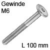 Flachkopfschraube M6x 100 mm, ISK4 verzinkt FKSchraube KF - Ø15 mm/M6x100, verz.