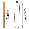 Möbelfuß aus Buchenholz, konisch L 690 mm Möbelf. Buche, Ø 30-53 mm / L 690 mm