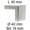 Rechteckiger Edelstahlgriff i-100 Länge 40 mm H 40 / L 40 / BA 16 / Ø 40 mm
