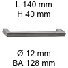 Gehrungsgriff i-440 Länge 140 mm H 40 / L 140 / BA 128 / Ø 12 mm