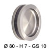 Glastür Muschelgriff, Edelstahl matt, Ø 80 mm, Glasstärke 10 mm, Höhe 7 mm