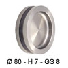 Glastür Muschelgriff, Edelstahl matt, Ø 80 mm, Glasstärke 8 mm, Höhe 7 mm