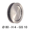 Glastür Muschelgriff, Edelstahl matt, Ø 80 mm, Glasstärke 10 mm, Höhe 4 mm