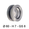 Glastür Muschelgriff, Edelstahl matt, Ø 60 mm Glasstärke 8 mm, Höhe 7 mm