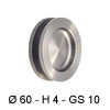 Glastür Muschelgriff, Edelstahl matt, Ø 60 mm Glasstärke 10 mm, Höhe 4 mm
