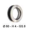 Glastür Muschelgriff, Edelstahl matt, Ø 60 mm Glasstärke 8 mm, Höhe 4,5 mm